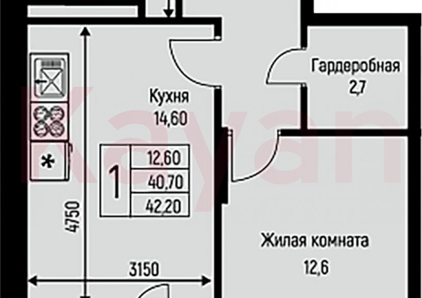 Продажа 1-комн. квартиры, 40.7 кв.м фото 0