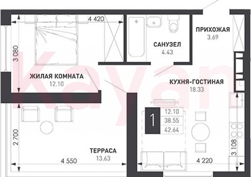 Продажа 1-комн. квартиры, 38.55 кв.м фото 0 Продажа 1-комн. квартиры, 38.55 кв.м фото 0