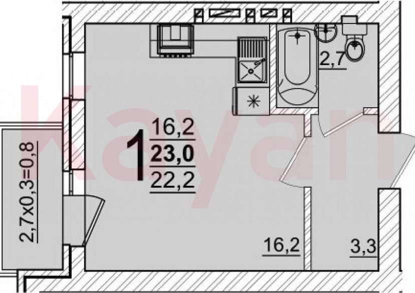 Продажа студии, 22.2 кв.м фото 0