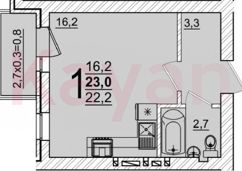 Продажа студии, 22.2 кв.м фото 0