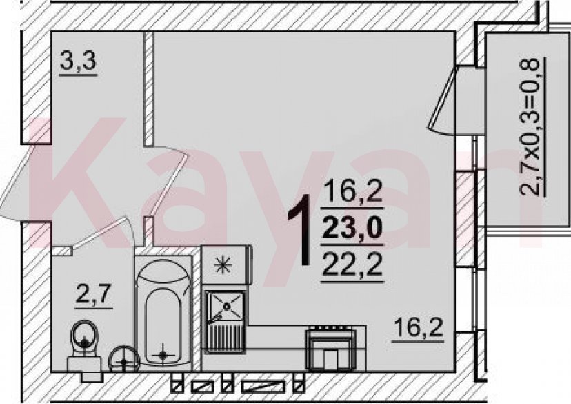 Продажа студии, 22.2 кв.м фото 0