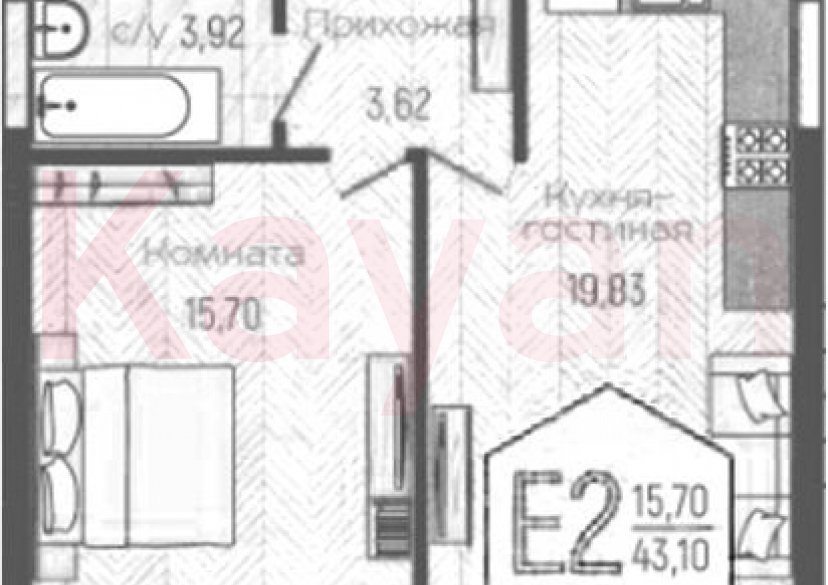 Продажа 1-комн. квартиры, 43.1 кв.м фото 0