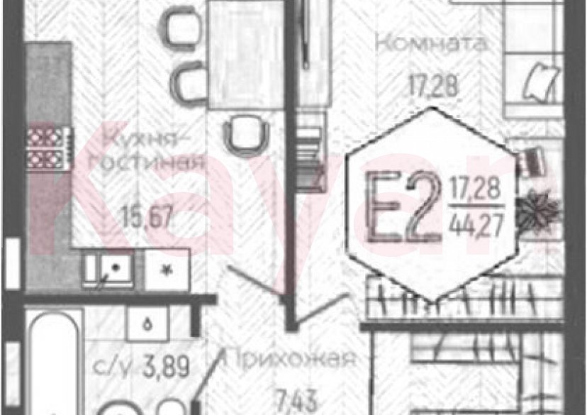 Продажа 1-комн. квартиры, 44.27 кв.м фото 0