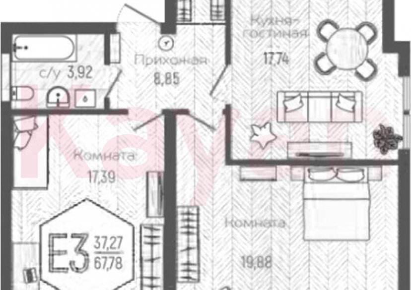 Продажа 2-комн. квартиры, 67.78 кв.м фото 0