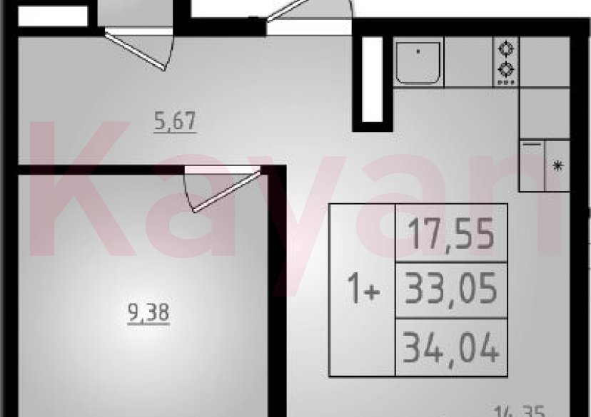 Продажа 2-комн. квартиры, 33.05 кв.м фото 0 Продажа 2-комн. квартиры, 33.05 кв.м фото 0