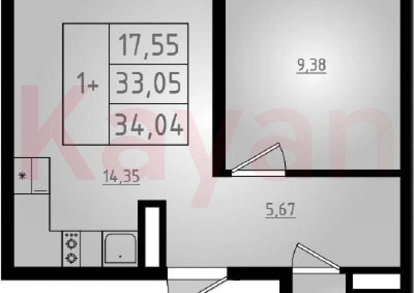 Продажа 2-комн. квартиры, 33.05 кв.м фото 0 Продажа 2-комн. квартиры, 33.05 кв.м фото 0