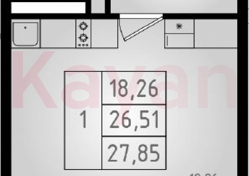 Продажа студии, 26.51 кв.м фото 0 Продажа студии, 26.51 кв.м фото 0