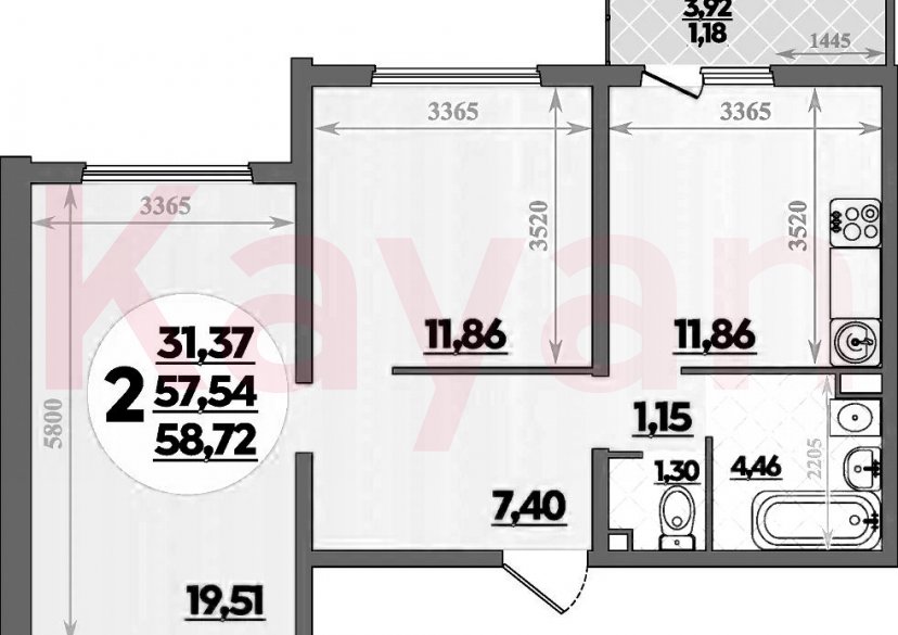 Продажа 2-комн. квартиры, 57.54 кв.м фото 0 Продажа 2-комн. квартиры, 57.54 кв.м фото 0