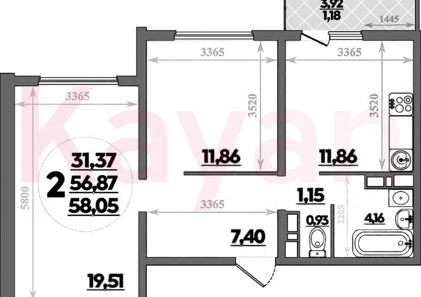Продажа 2-комн. квартиры, 56.87 кв.м фото 0 Продажа 2-комн. квартиры, 56.87 кв.м фото 0