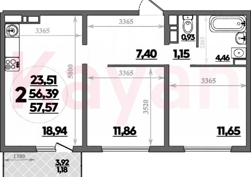 Продажа 2-комн. квартиры, 56.39 кв.м фото 0 Продажа 2-комн. квартиры, 56.39 кв.м фото 0