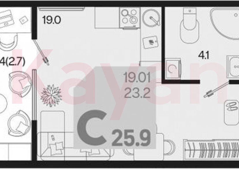 Продажа студии, 23.2 кв.м фото 0