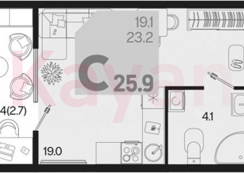 Продажа студии, 23.2 кв.м фото 0