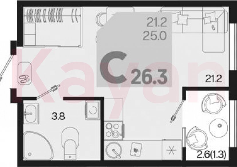 Продажа студии, 25 кв.м фото 0 Продажа студии, 25 кв.м фото 0