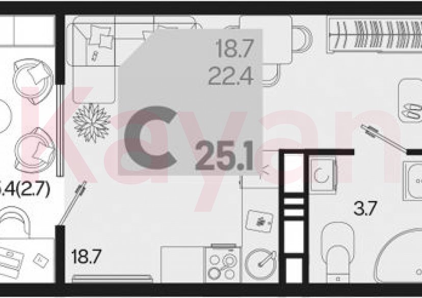 Продажа студии, 22.4 кв.м фото 0