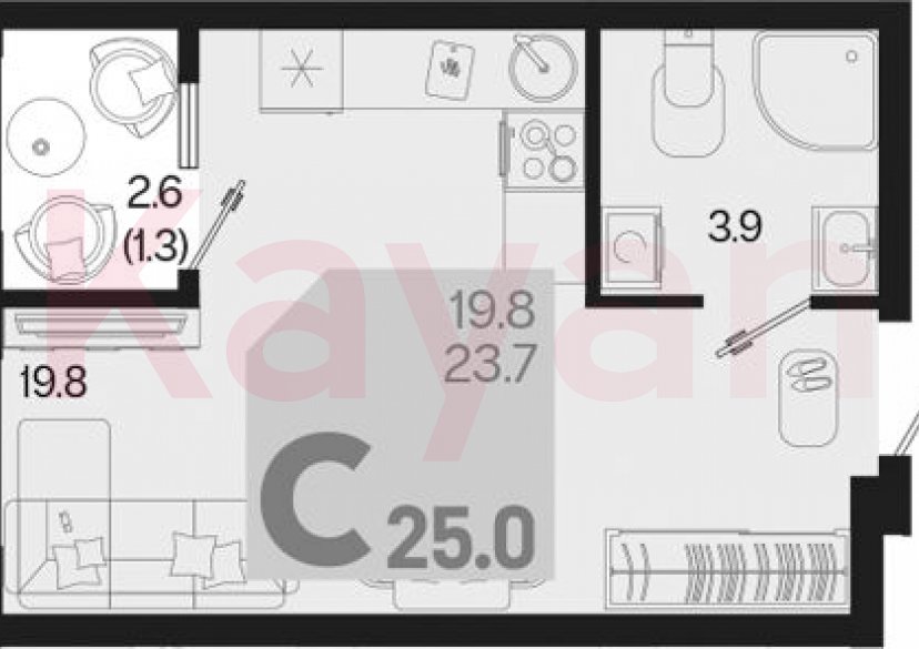 Продажа студии, 23.7 кв.м фото 0 Продажа студии, 23.7 кв.м фото 0