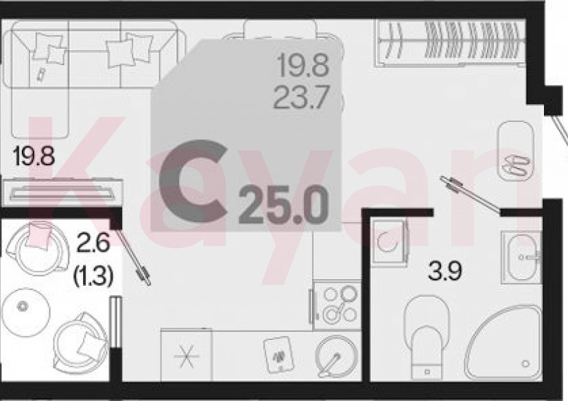 Продажа студии, 23.7 кв.м фото 0