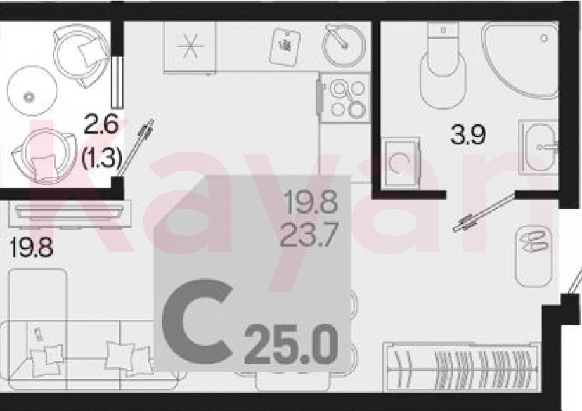 Продажа студии, 23.7 кв.м фото 0