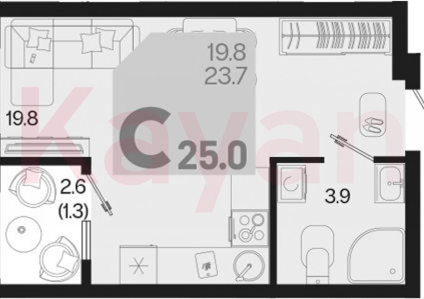Продажа студии, 23.7 кв.м фото 0