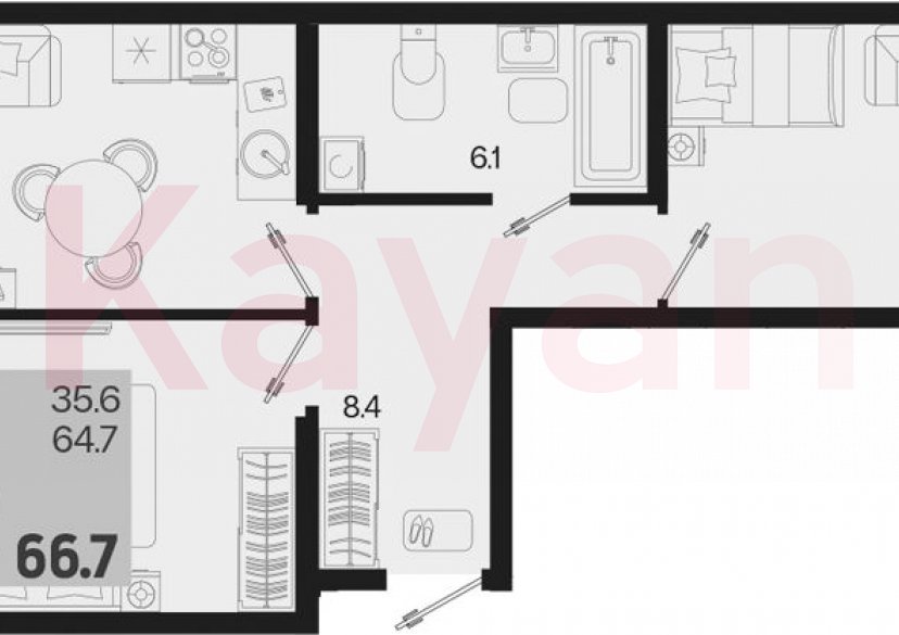 Продажа 2-комн. квартиры, 64.7 кв.м фото 0 Продажа 2-комн. квартиры, 64.7 кв.м фото 0
