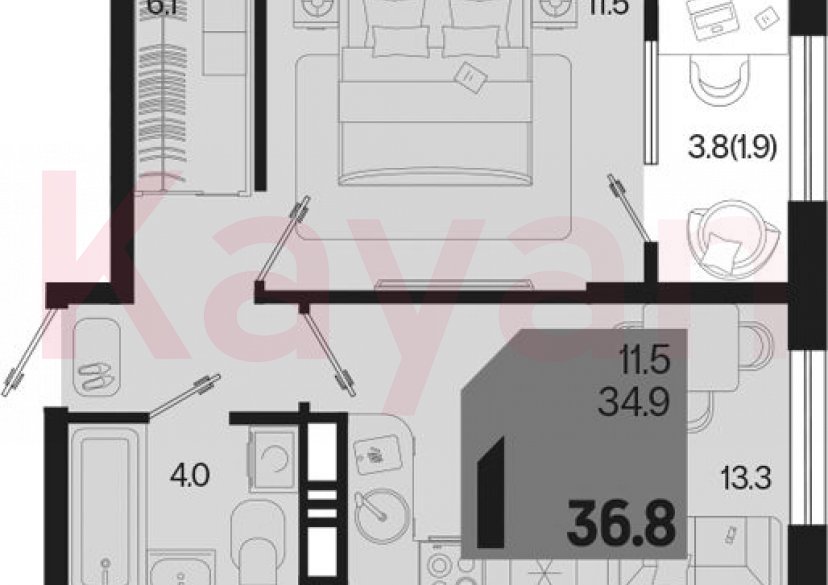 Продажа 1-комн. квартиры, 34.9 кв.м фото 0 Продажа 1-комн. квартиры, 34.9 кв.м фото 0
