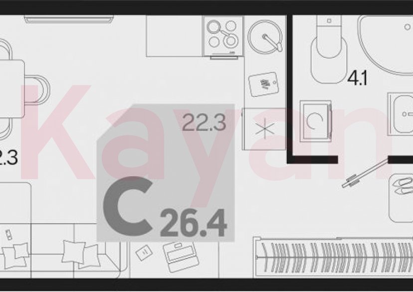 Продажа студии, 26.4 кв.м фото 0 Продажа студии, 26.4 кв.м фото 0