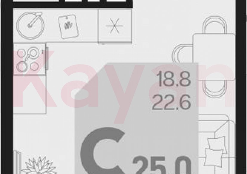 Продажа студии, 22.6 кв.м фото 0 Продажа студии, 22.6 кв.м фото 0