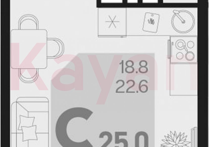 Продажа студии, 22.6 кв.м фото 0
