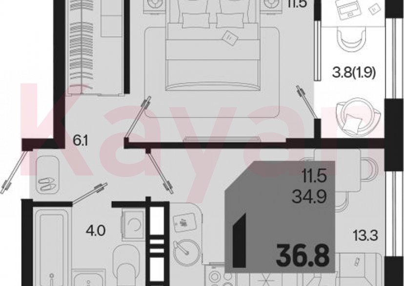 Продажа 1-комн. квартиры, 34.9 кв.м фото 0 Продажа 1-комн. квартиры, 34.9 кв.м фото 0
