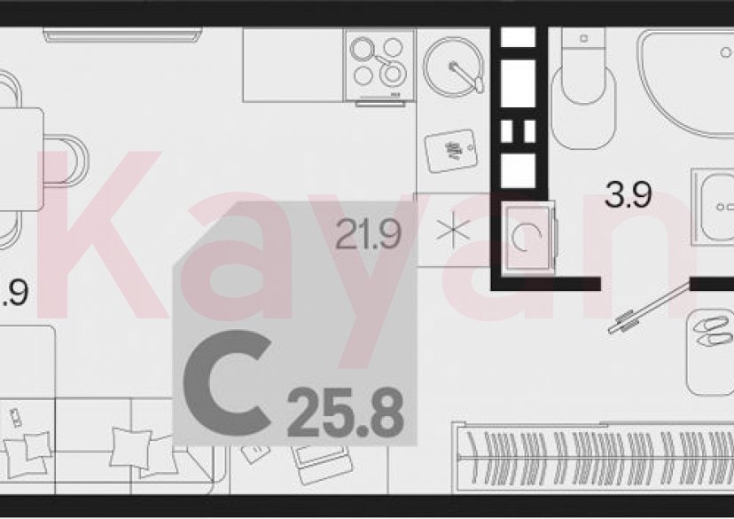 Продажа студии, 25.8 кв.м фото 0