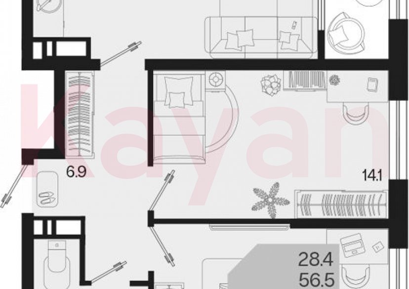 Продажа 2-комн. квартиры, 56.5 кв.м фото 0 Продажа 2-комн. квартиры, 56.5 кв.м фото 0