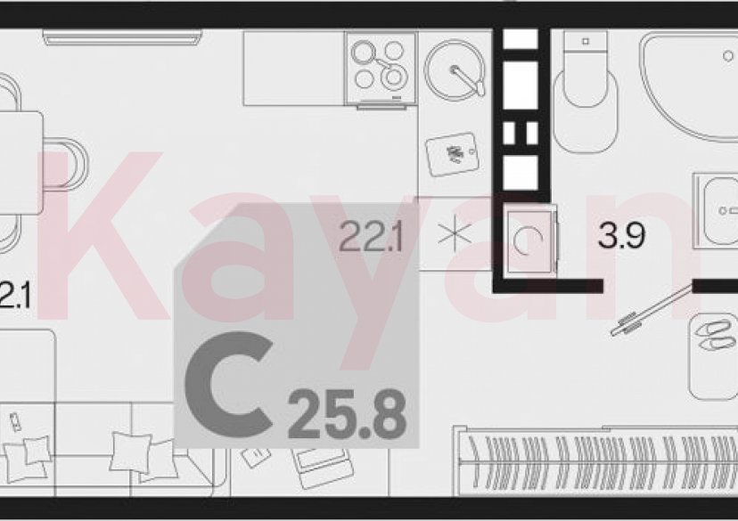 Продажа студии, 25.8 кв.м фото 0 Продажа студии, 25.8 кв.м фото 0