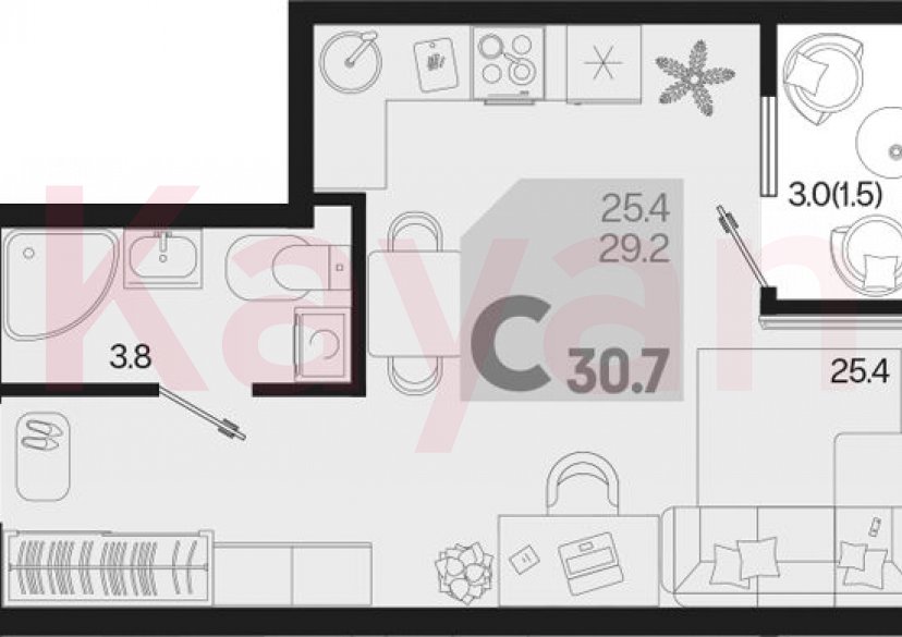 Продажа студии, 29.2 кв.м фото 0 Продажа студии, 29.2 кв.м фото 0