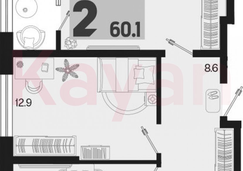 Продажа 2-комн. квартиры, 57.3 кв.м фото 0 Продажа 2-комн. квартиры, 57.3 кв.м фото 0