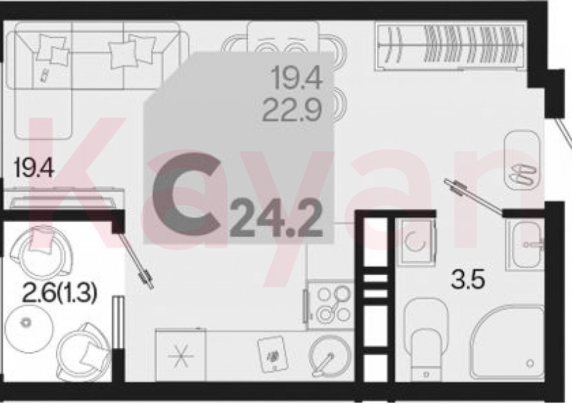 Продажа студии, 22.9 кв.м фото 0