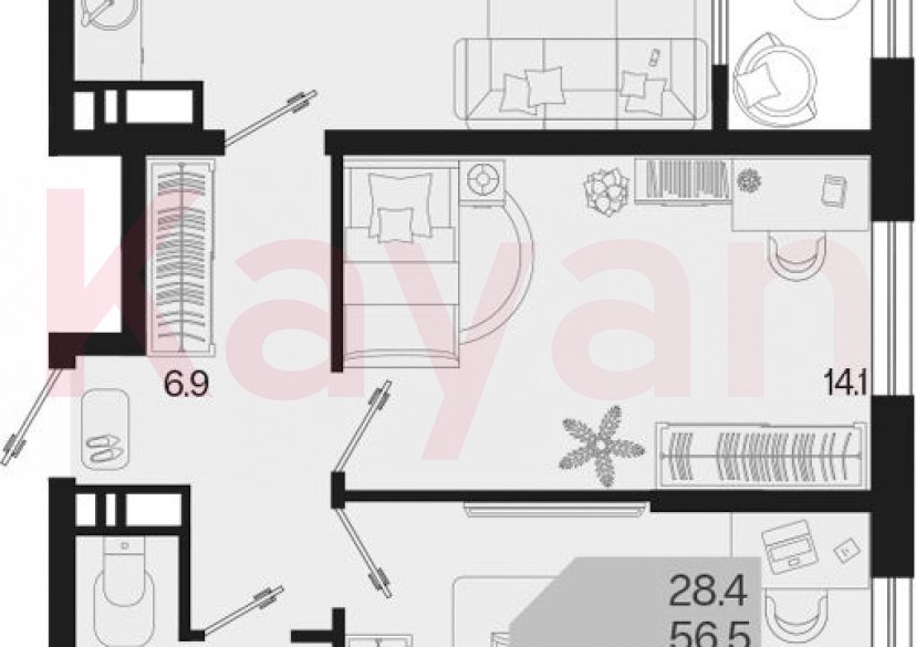 Продажа 2-комн. квартиры, 56.5 кв.м фото 0 Продажа 2-комн. квартиры, 56.5 кв.м фото 0