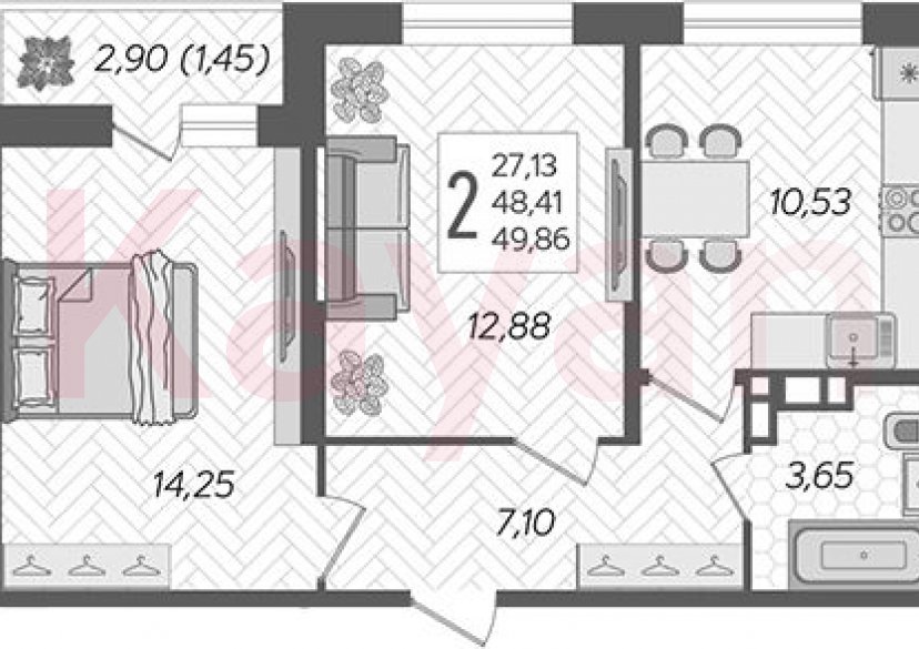 Продажа 2-комн. квартиры, 48.41 кв.м фото 0 Продажа 2-комн. квартиры, 48.41 кв.м фото 0