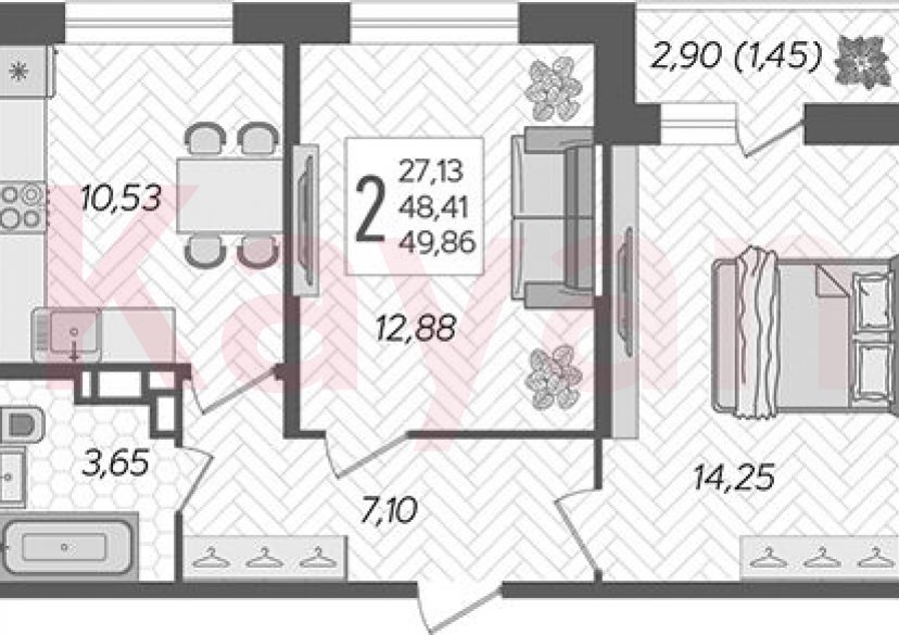 Продажа 2-комн. квартиры, 48.41 кв.м фото 0