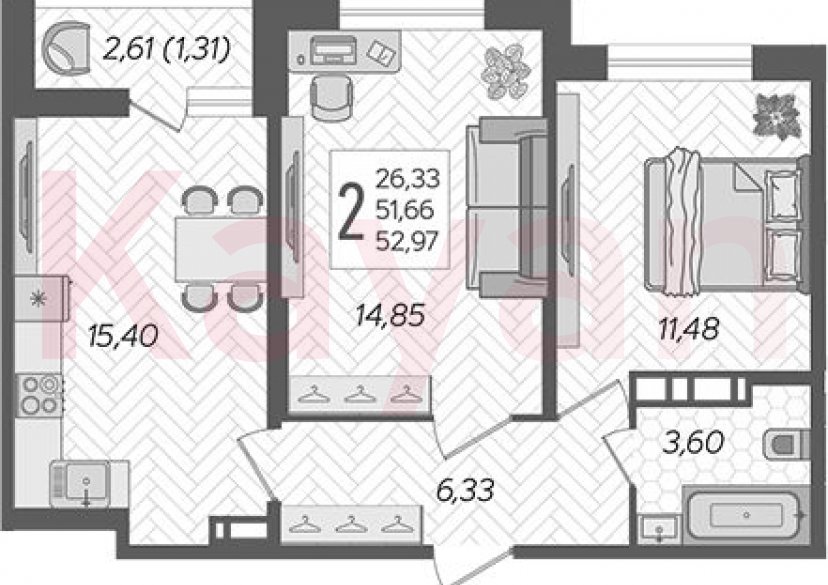 Продажа 3-комн. квартиры, 51.66 кв.м фото 0