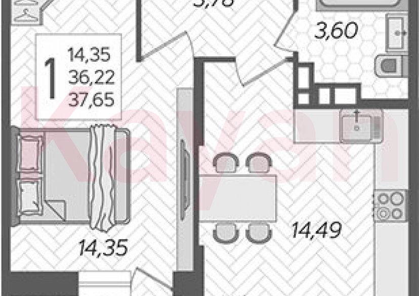 Продажа 1-комн. квартиры, 36.22 кв.м фото 0