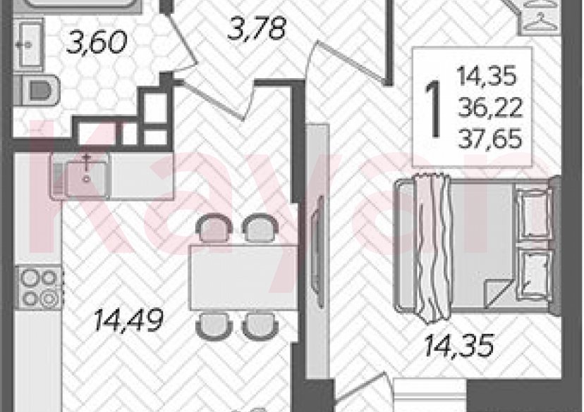 Продажа 1-комн. квартиры, 36.22 кв.м фото 0