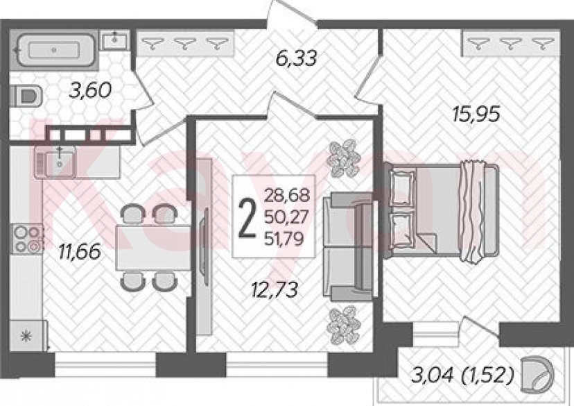 Продажа 2-комн. квартиры, 50.27 кв.м фото 0 Продажа 2-комн. квартиры, 50.27 кв.м фото 0