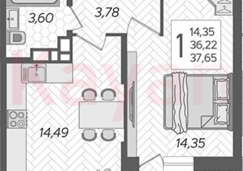 Продажа 1-комн. квартиры, 36.22 кв.м фото 0