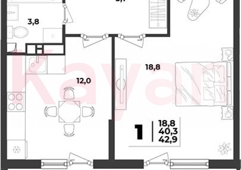 Продажа 1-комн. квартиры, 40.3 кв.м фото 0 Продажа 1-комн. квартиры, 40.3 кв.м фото 0