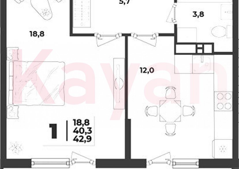 Продажа 1-комн. квартиры, 40.3 кв.м фото 0 Продажа 1-комн. квартиры, 40.3 кв.м фото 0