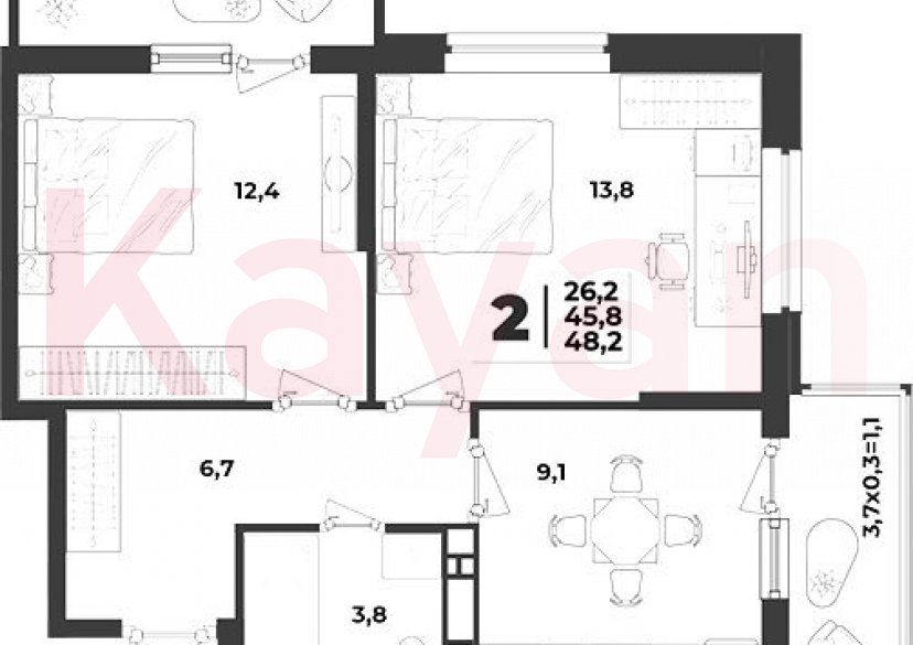 Продажа 2-комн. квартиры, 45.8 кв.м фото 0 Продажа 2-комн. квартиры, 45.8 кв.м фото 0