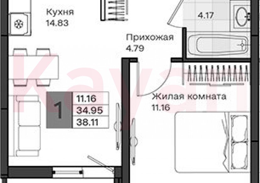 Продажа 1-комн. квартиры, 34.95 кв.м фото 0 Продажа 1-комн. квартиры, 34.95 кв.м фото 0