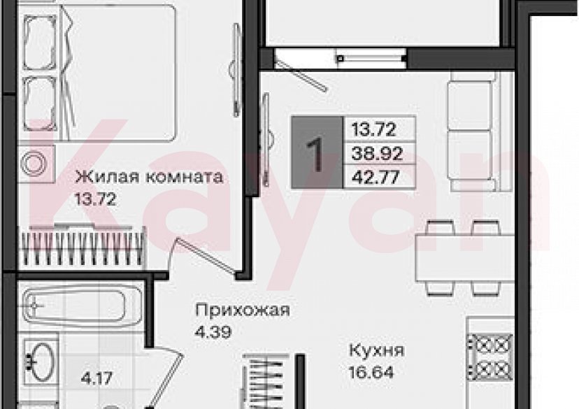 Продажа 1-комн. квартиры, 38.92 кв.м фото 0 Продажа 1-комн. квартиры, 38.92 кв.м фото 0