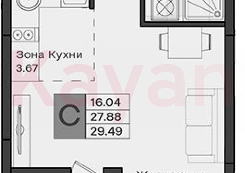 Продажа студии, 27.88 кв.м фото 0