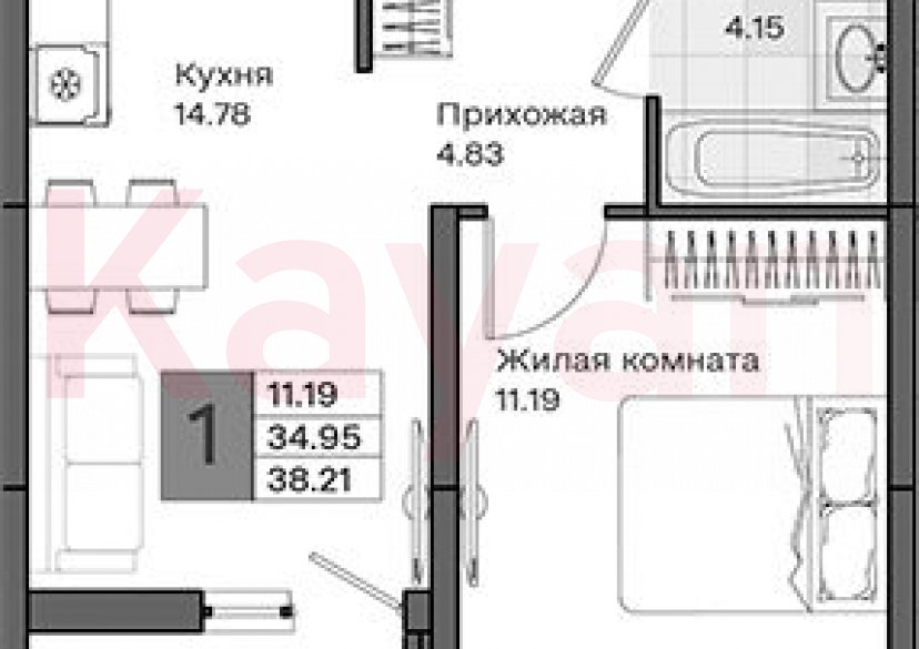 Продажа 1-комн. квартиры, 34.95 кв.м фото 0 Продажа 1-комн. квартиры, 34.95 кв.м фото 0
