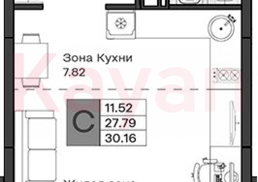 Продажа студии, 27.79 кв.м фото 0 Продажа студии, 27.79 кв.м фото 0